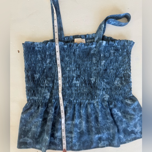 Michael Kors Blue Tie Dye Tank Peplum Square Neckline Stretch Size Large - Picture 5 of 6